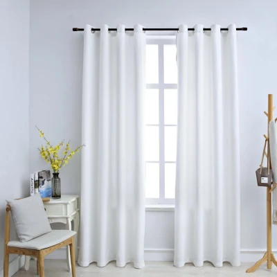 Afbeelding van Gordijnen verduisterend met ringen 2 st 140x225 cm gebroken wit