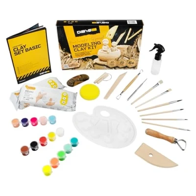 Afbeelding van DIBYS BOETSEERSET BASIC VOOR KINDEREN WITTE KLEI + GEREEDSCHAP