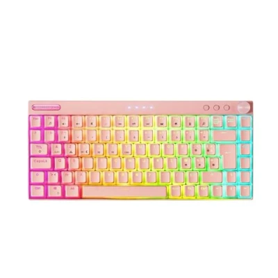 Afbeelding van MARSGAMING MKCLOUD, mechanisch toetsenbord, draadloos, RGB, roze, ultra compact, 75%, Switch Outemu SQ Pro rood, Franse taal
