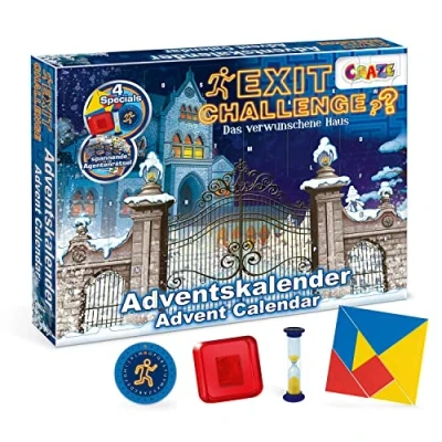 Afbeelding van CRAZE Adventskalender 2022 EXIT Challenge Escape Game voor kinderen, bordspel, kalender, gezelschapsspellen, speelgoed, 24 raadsels 24720, Duitse taal