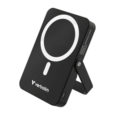Afbeelding van Verbatim Charge ‘n’ Go Power Bank with Stand Magnetic Wireless 10000mAh Black (10000 mAh, 35 W, 37 Wh), Powerbank, Zwart