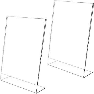 Afbeelding van 2 stuks tafelstandaard A5, A5 posterhouder, displaystandaard van transparant kunststof, L standaard vouwmenu acryl voor kantoorkaarten, reclame, folder, papierstandaard, fotolijst