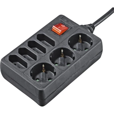 Afbeelding van Hama Distribution Panel 7 Sockets With Switch 1.4 M Black