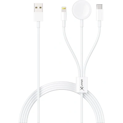 Afbeelding van XLayer 3 in 1 USB Oplaadkabel C Geschikt voor Apple Lightning &amp; Watch Oplader 1.5M
