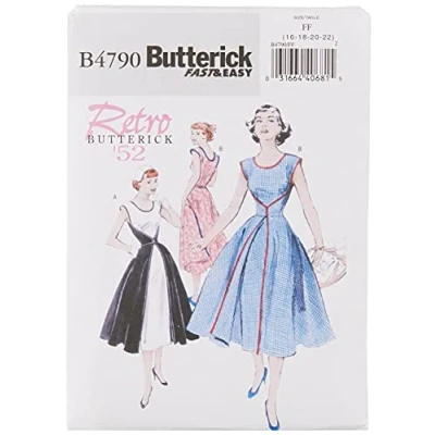 Afbeelding van Butterick 4790 FF naaipatronen voor damesjurken maten 42 tot 48 Duitse en Engelse instructies