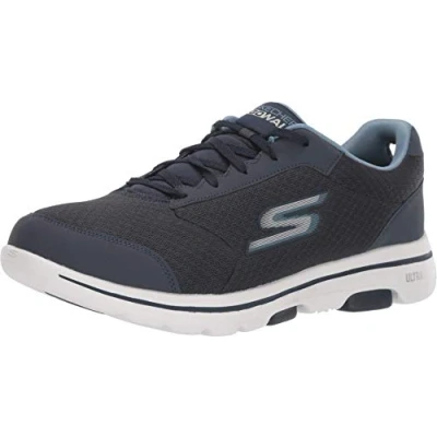 Afbeelding van Skechers Go Walk 5 Qualify Herensneakers, Textiel antraciet met zwarte synthetische rand