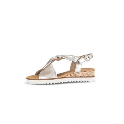 Afbeelding van Gabor Sandalen met sleehak, Dames, Maat: 44, Beige Leer
