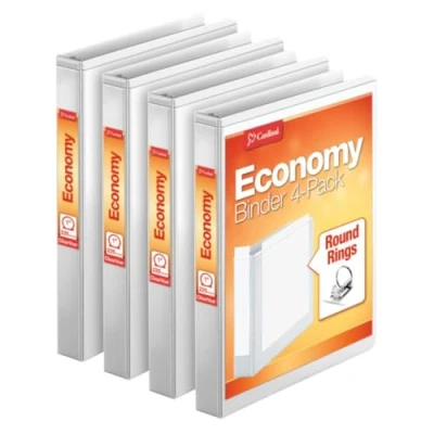 Afbeelding van Cardinal Set van 4 ringmappen met 3 ringen, 2,5 cm, ronde wit, voor 225 vellen (79510)