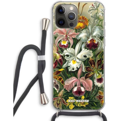 Afbeelding van Case Company® hoesje met Koord geschikt voor iPhone 12 Pro Haeckel Orchidae Telefoonhoesje Zwart Extra Bescherming aan alle Kanten en Over de Schermrand