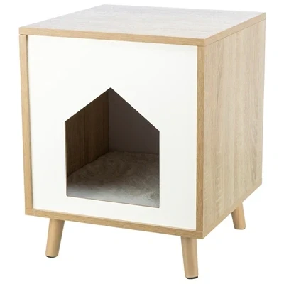 Afbeelding van Trixie Kattenmand Huis Isa Houtlook Lichtbruin/Wit 40X40X50 cm