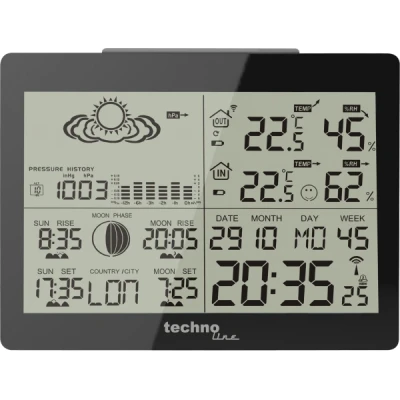 Afbeelding van WS 6760 modern weerstation met een hoogglans zwarte look