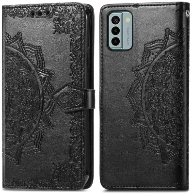 Afbeelding van iMoshion Hoesje Geschikt voor Nokia G22 Met Pasjeshouder Mandala Bookcase Zwart