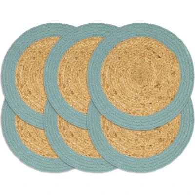 Afbeelding van Placemats 6 st 38 cm jute en katoen natuurlijk groen