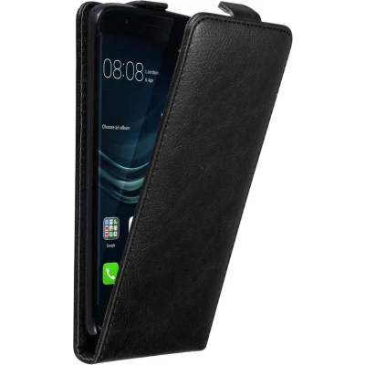 Afbeelding van Cadorabo Hoesje geschikt voor Huawei P9 in ZWARTE NACHT Beschermhoes flip design Case Cover met magnetische sluiting
