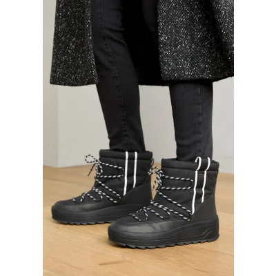 Afbeelding van Geox Milleiny ABX Veterboots, Dames, Maat: 40, Black Imitatieleer/ textiel
