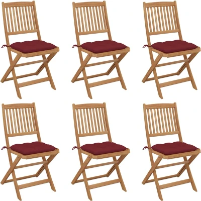 Afbeelding van vidaXL Tuinstoelen 6 st inklapbaar met kussens massief acaciahout