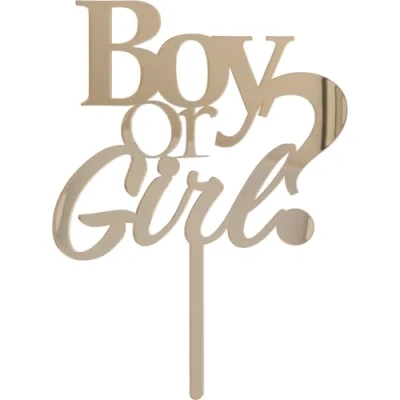 Afbeelding van Cake Topper Boy or Girl Gold