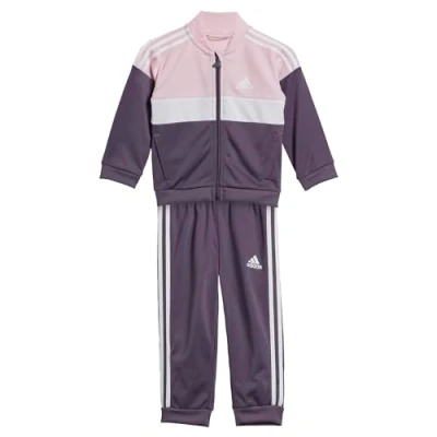 Afbeelding van adidas Sportswear Tiberio 3 Stripes Colorblock Shiny Trainingspak Kids Kinderen Roze 80