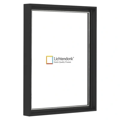 Afbeelding van Design Fotolijst Zwart met Zilverlijn Fotomaat 25x38 Ontspiegeld ACRYLITE� Art.nr. 1075000425383