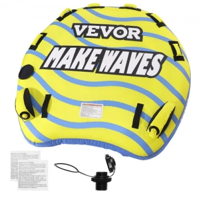 Image de VEVOR Tube remorquable pour bateau, 1 à 3 passagers, bouée tractée gonflable avec ailerons de pare chocs, 231 kg, sport nautique, housse en nylon, poignées EVA, soupape sécurité vitesse