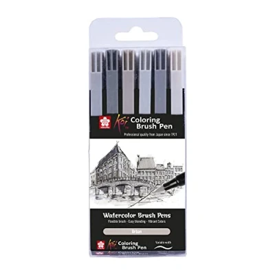Afbeelding van Sakura Koi Coloring Brush Pen set Urban 6 kleuren