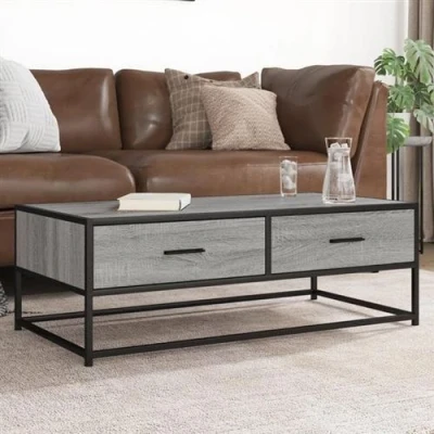Image de vidaXL Table basse sonoma gris 100x50x35 cm bois d&#039;ingénierie et métal848782