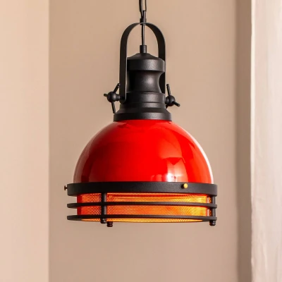 Afbeelding van Saglam 3762 hanglamp, rood/zwart, ijzer, Ø 32 cm