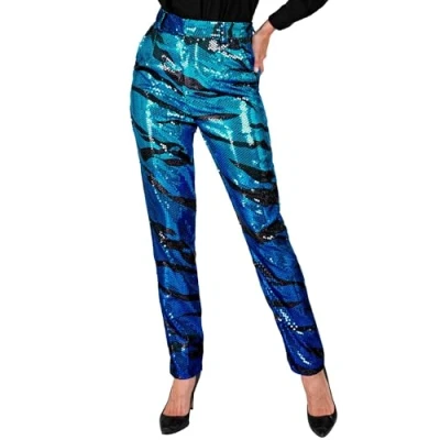 Afbeelding van Widmann Pailletten Broek Avator Blue Waves Vrouw Blauw XL Carnavalskleding Verkleedkleding