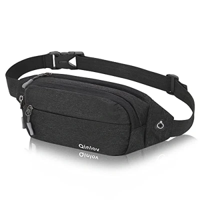 Afbeelding van Heuptas voor heren en dames, heuptas, sport, waterdicht, stijlvol, hip bum waist fanny pack outdoor, reizen, wandelen, hondentraining, zwart, mode