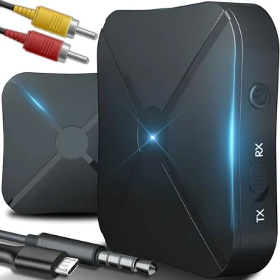 Afbeelding van Retoo 2W1 Bluetooth audio adapter met 3,5 mm AUX kabel en RCA kabel, zenderontvanger, draadloos, draagbaar, voor auto, hifi stereo installatie, luidspreker