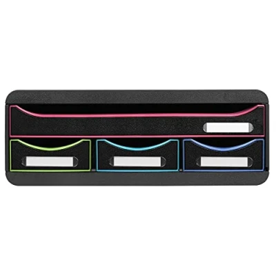 Afbeelding van Exacompta Art. Nr. 319914D TOOLBOX MINI Box met 4 laden Buitenmaten: Diepte 27 x breedte 35,5 hoogte 13,5 cm zwart/arlequine/zwart