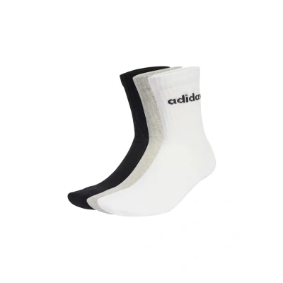 Afbeelding van adidas Mixte LINEAR CREW SOCKS CUSHIONED 6 PAIR PACK, Medium Grey Heather/White/Black, 7 Years