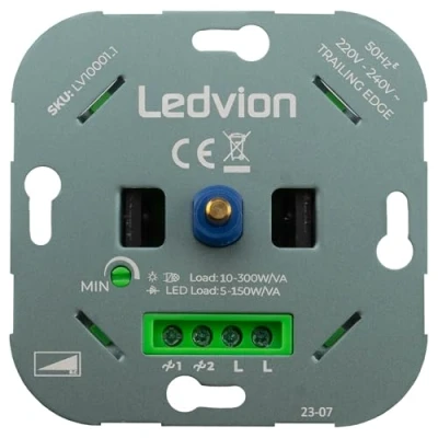 Afbeelding van Ledvion Led Dimmer 5 tot 150 Watt, 220 240V, Fase Afsnijding, Universele Dimmer, Inbouw, Schakelaar, Afdekraam