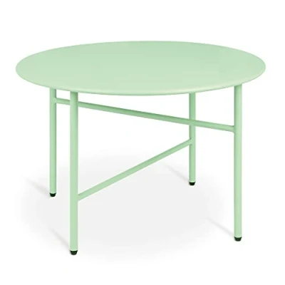 Afbeelding van bomoe Finn Ronde Bijzettafel Metaal Munt Ø 53 cm Tafelblad Krasbestendig Stabiel, Lichtgewicht Salontafel Binnen &amp; Buiten