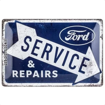 Afbeelding van Ford Service &amp; Repairs​. Metalen wandbord in reliëf 20 x 30 cm.