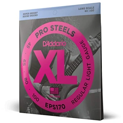Afbeelding van D&#039;Addario 4er bas XL Pro Steels 45 100 65 80 100, EPS170 Snarenset voor 4 string basgitaar