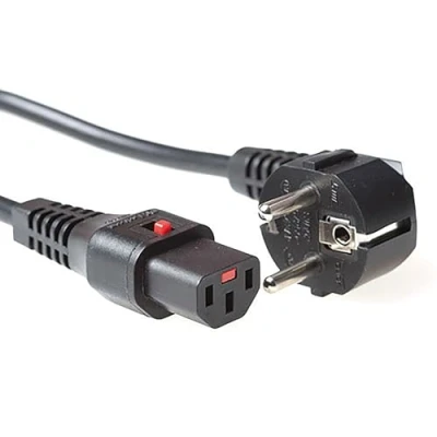 Afbeelding van ACT AK5057 230V Stroomkabel Randaarde Stekker CEE7/7 Male (Haaks)/C13 Lockable Zwart 1 meter