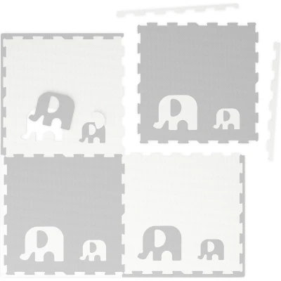 Afbeelding van Relaxdays puzzelmat met rand foam 12 delig baby kinderen kruipmat