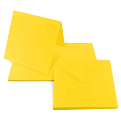 Afbeelding van Netuno Set van 25 blanco vouwkaarten met gele enveloppen + vierkante 14 x cm, regenboog, schrijfwaren