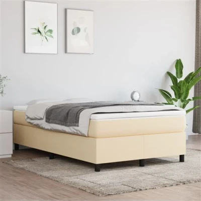 Image de vidaXL Sommier à lattes de lit avec matelas Crème 120x200 cm Tissu