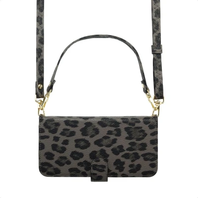 Afbeelding van Selencia Hoesje Geschikt voor iPhone 15 Sabi Bookcase met panterprint Midnight Black
