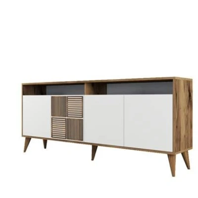 Afbeelding van Dressoir Milan Melamine Walnoot Wit 180cm