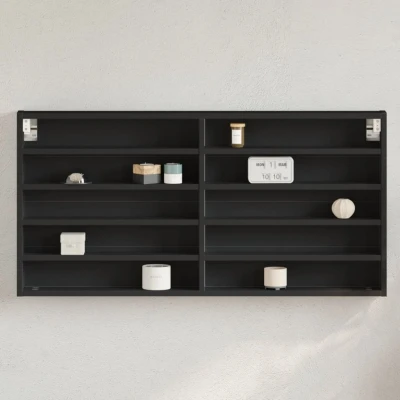 Afbeelding van Vitrinekast 100x8,5x50 cm bewerkt hout zwart