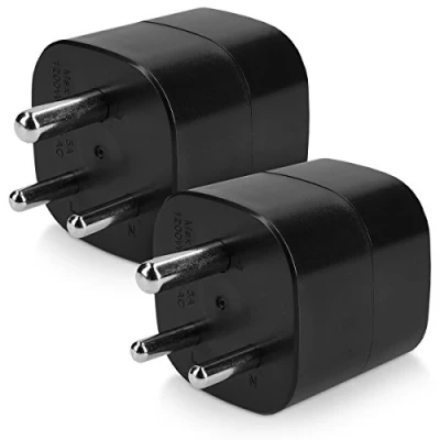 Afbeelding van kwmobile set van 2 reisstekkers Type D wereldstekker Voor het opladen je telefoon en reisaccessoires In bijv. India, Nepal Sri Lanka Zwart