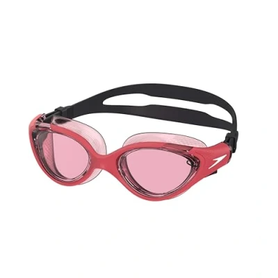 Afbeelding van Speedo Biofuse 2.0 zwembril voor dames, vrouwelijk design, gepatenteerd instelmechanisme, anti condens, lekvrij, comfortabel, vulling met framboos/vermiljoen stijlvol zwemmen,
