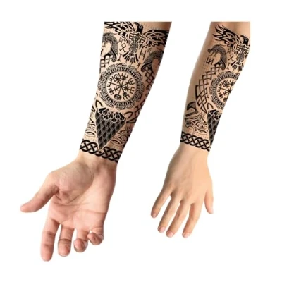 Afbeelding van FIESTAS GUIRCA Tattoos EFEMER Art Tribal Viking 14 x 30 cm