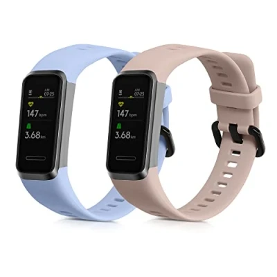 Afbeelding van kwmobile 2x horlogebandjes geschikt voor Huawei band 4 bandje Smartwatch bandjes van TPU Activity tracker horloge in donkergroen / oranje