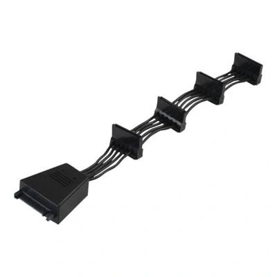 Afbeelding van SilverStone CP06 Splitser voor stroom SATA voeding (M) naar (V) 18.9 cm connector met hoek rechts zwart