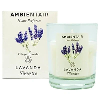 Afbeelding van Ambientair Huis Geurkaars Lavanda Silvestre, lavendelgeur, aromakaars voor thuis, therapie, glazen kaars, levensduur 30 uur