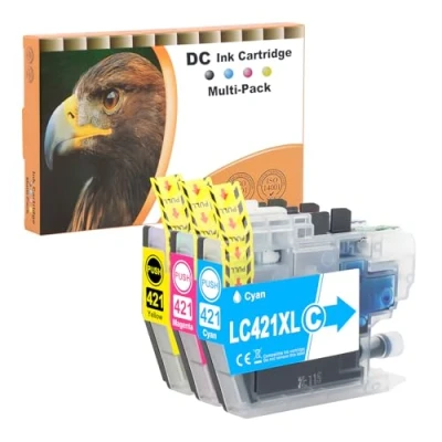Afbeelding van D&amp;C 3 stuks LC421XL inktcartridges compatibel met Brother LC421 XL voor DCP J1050DW MFC J1010DW J1140DW cartridges (cyaan, magenta, geel)